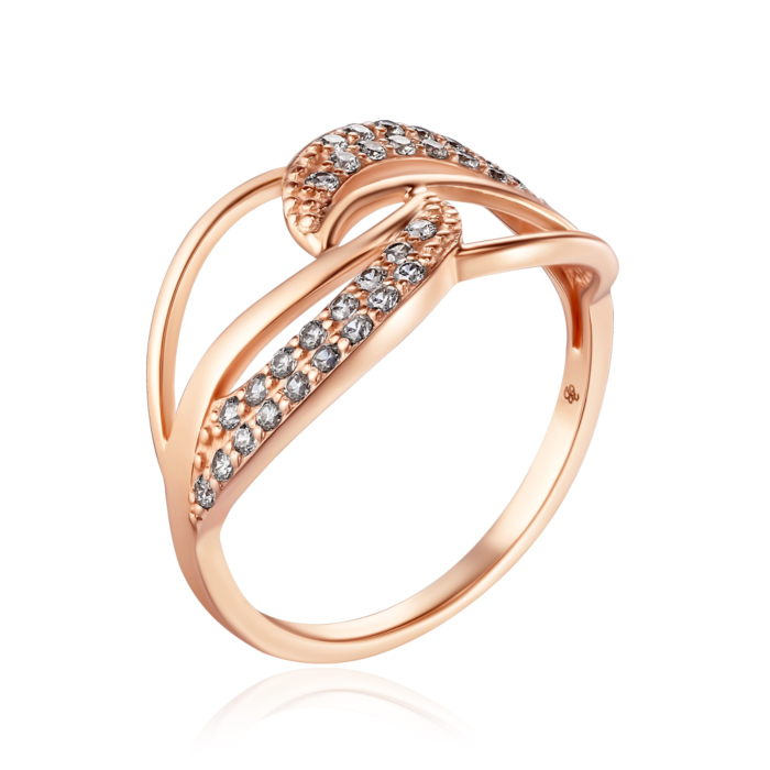 Золотое кольцо с фианитами. Артикул 12628