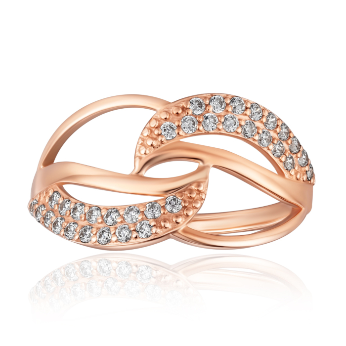 Золотое кольцо с фианитами. Артикул 12628