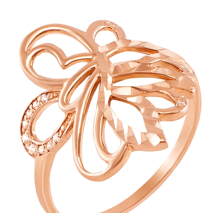 Золотое кольцо с фианитами. Артикул 12642