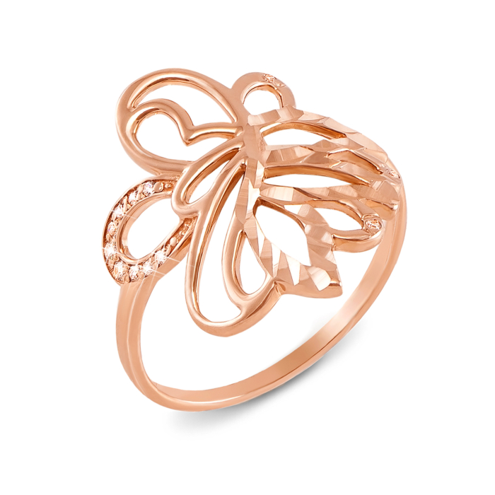 Золотое кольцо с фианитами. Артикул 12642