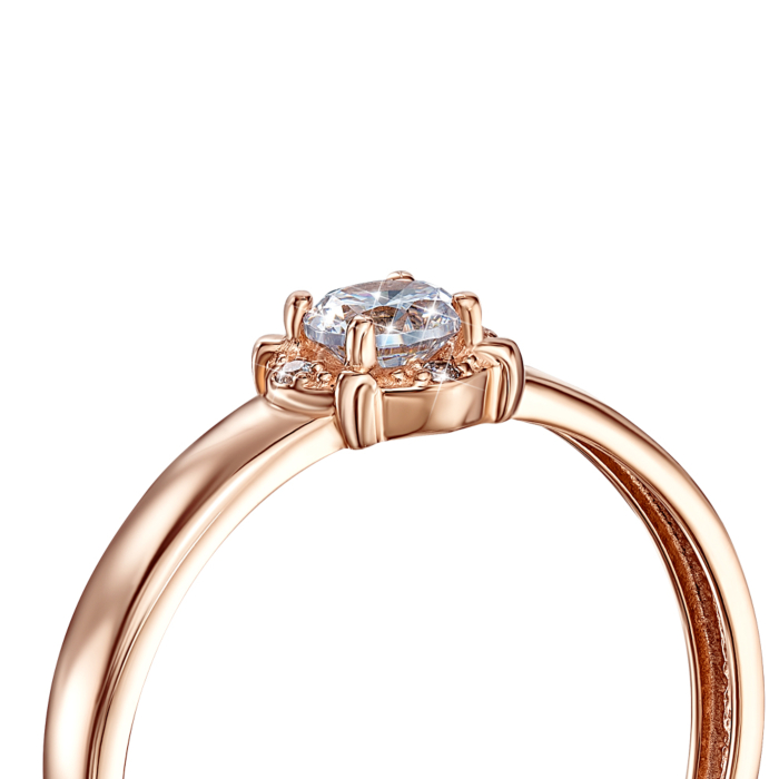 Золотое кольцо с фианитами. Артикул 12653 сп