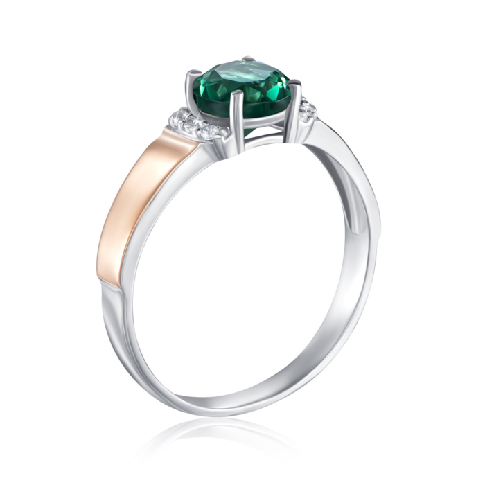 Срібна каблучка з золотими вставками з кварцом. Артикул 1268/1р-QGR