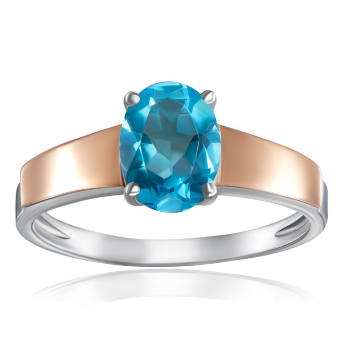 Срібна каблучка з золотими вставками з кварцом. Артикул 1270/1р-QSWB