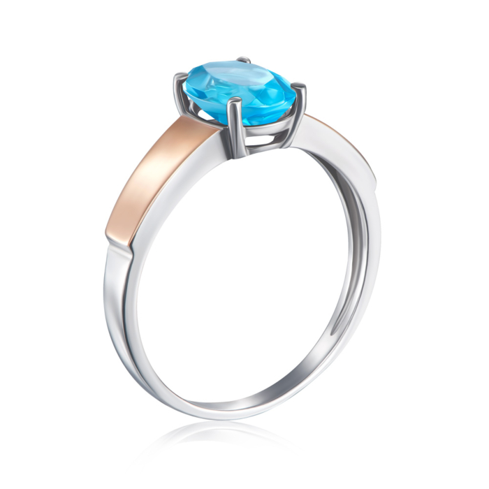 Срібна каблучка з золотими вставками з кварцом. Артикул 1270/1р-QSWB