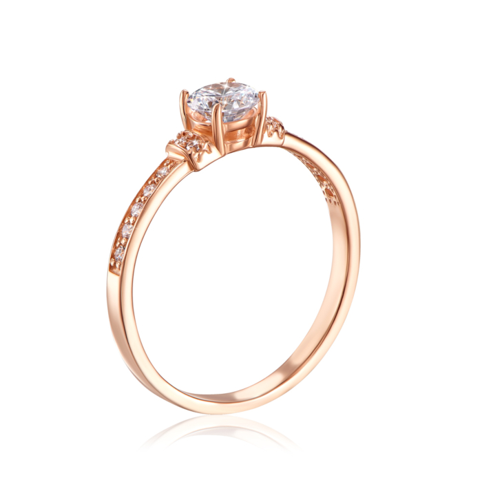 Золотое кольцо с фианитами. Артикул 12723