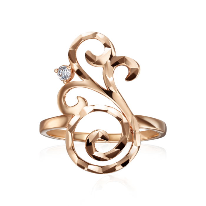 Золота каблучка з фіанітом. Артикул 12725/01/2/64