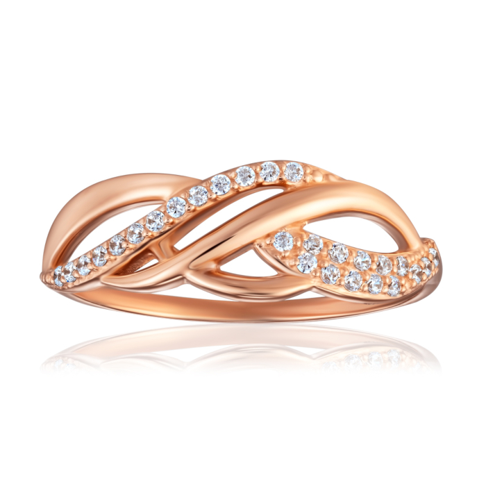 Золотое кольцо с фианитами. Артикул 12727