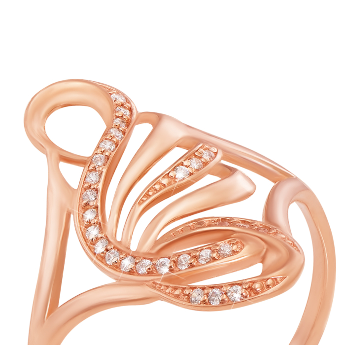 Золота каблучка з фіанітами. Артикул 12831