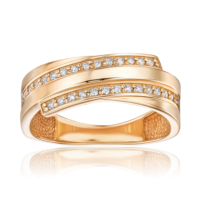 Золота каблучка з фіанітами 12731