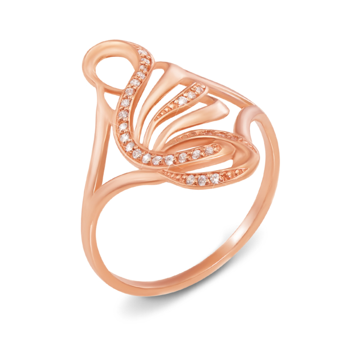 Золота каблучка з фіанітами. Артикул 12831