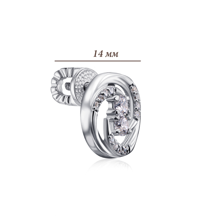 Серебряные пуссеты с фианитами. Артикул 41276/12/1/1870