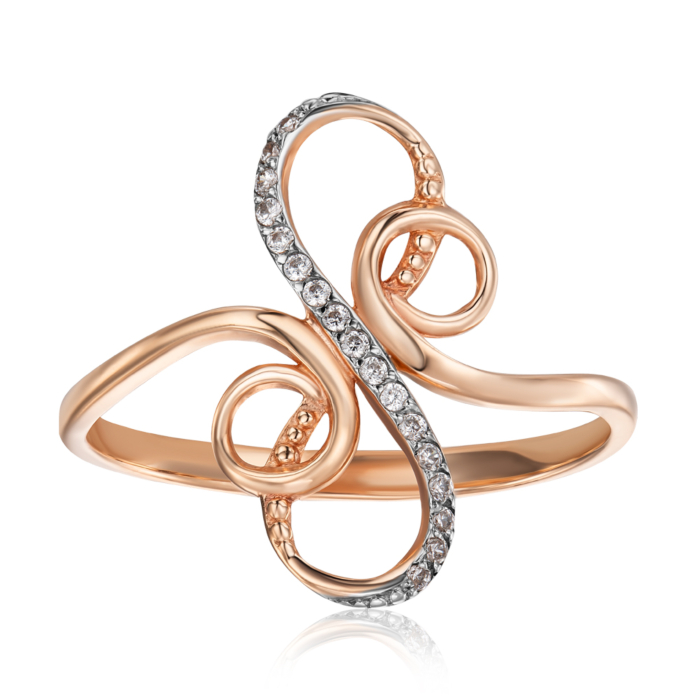 Золота каблучка «Безмежність» з фіанітами. Артикул 12785/01/1/1