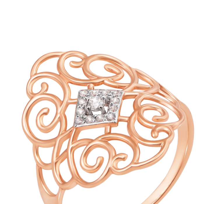 Золотое кольцо с фианитами. Артикул 12797