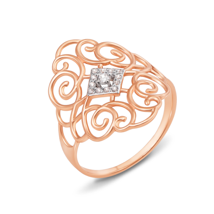 Золотое кольцо с фианитами. Артикул 12797