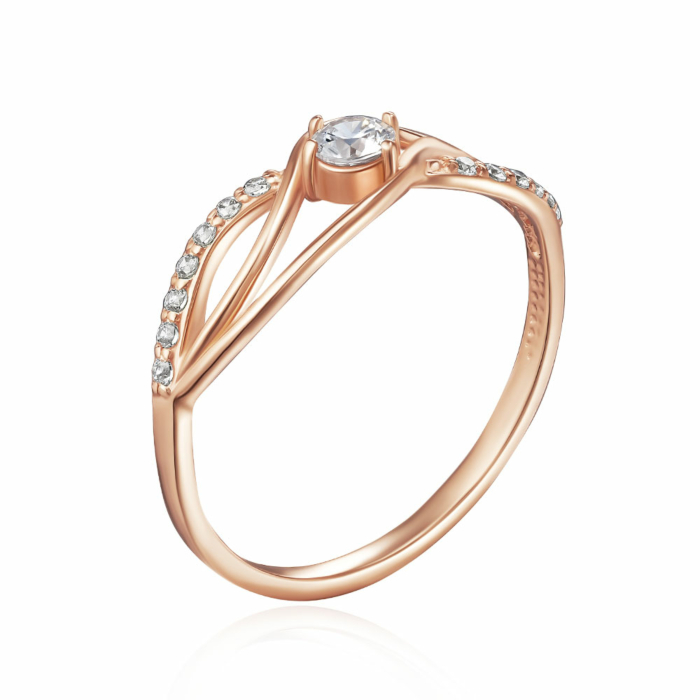 Золотое кольцо с фианитами. Артикул 12806 с
