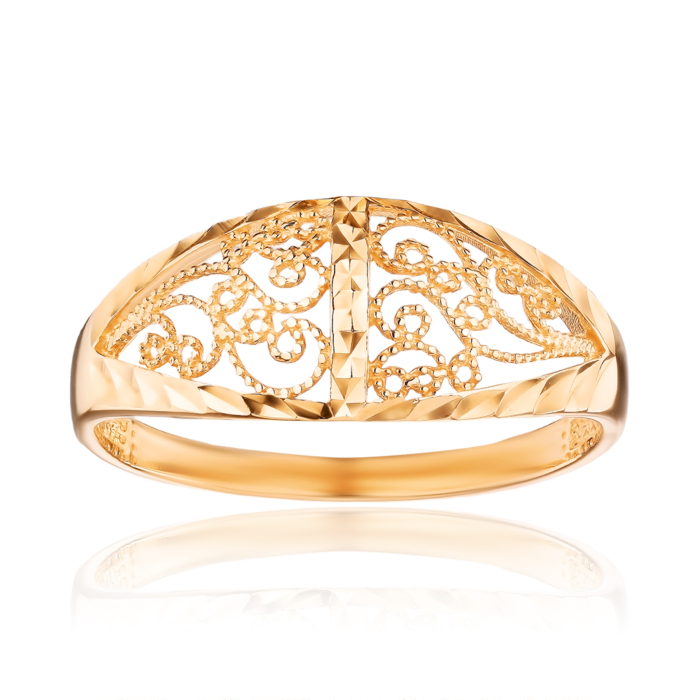 Золотое кольцо с алмазной гранью. Артикул 12812