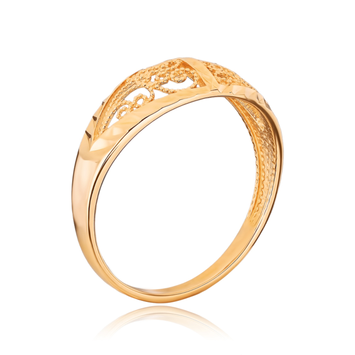 Золотое кольцо с алмазной гранью. Артикул 12812