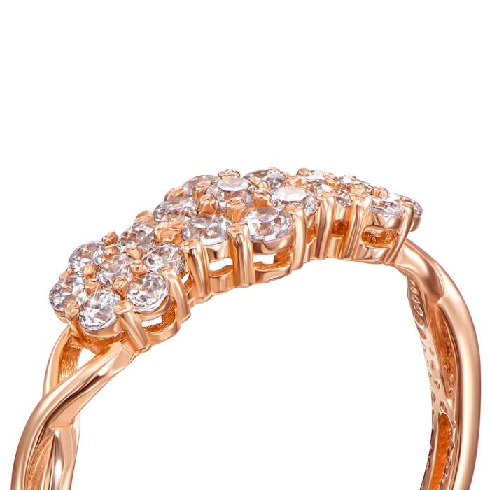 Золотое кольцо с фианитами. Артикул 12814