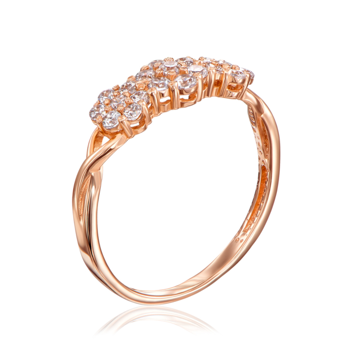 Золотое кольцо с фианитами. Артикул 12814