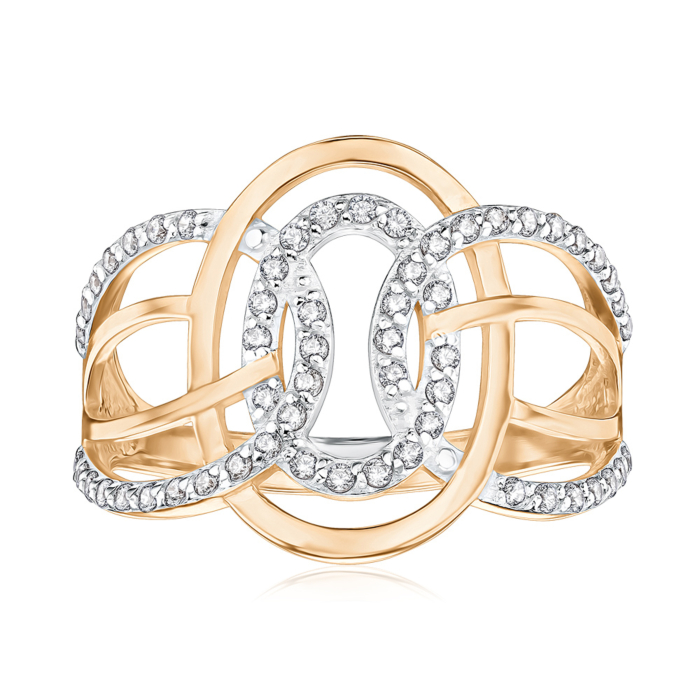 Золота каблучка з фіанітами 12816