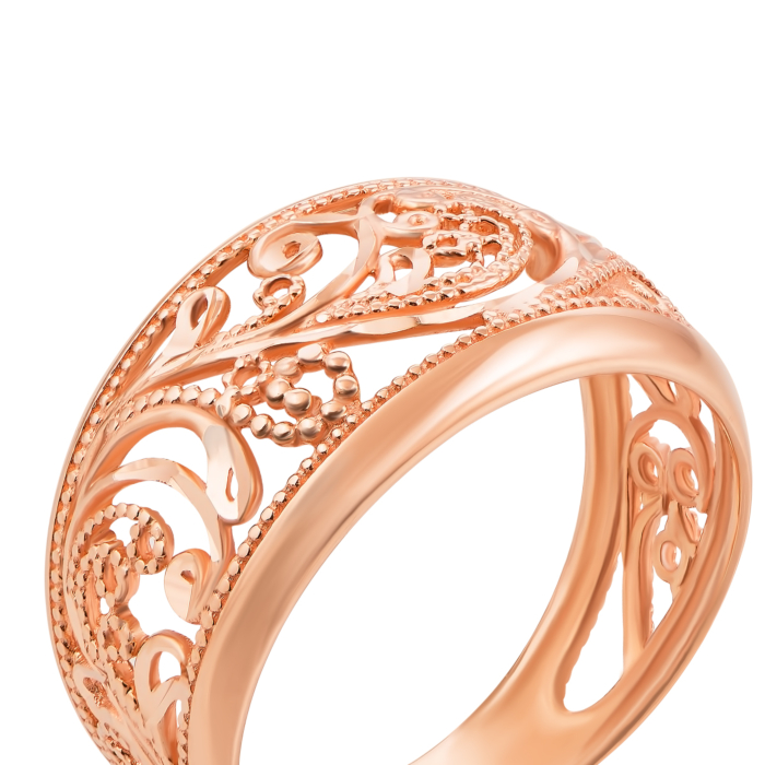 Золотое кольцо с алмазной гранью. Артикул 12824