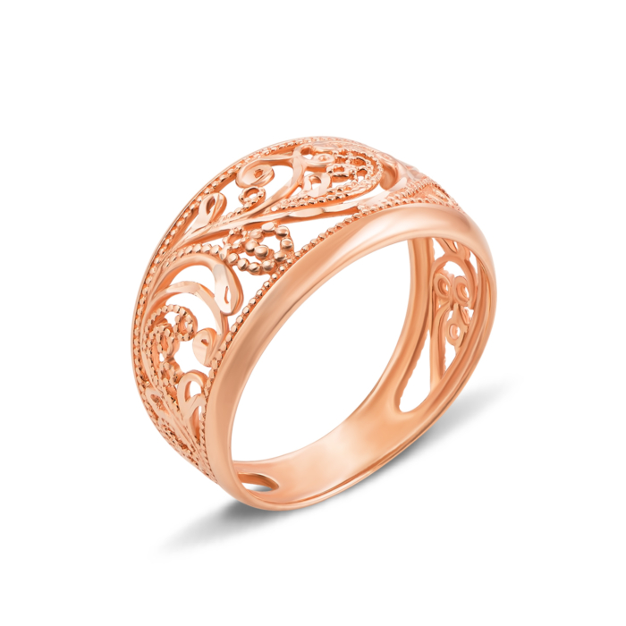 Золотое кольцо с алмазной гранью. Артикул 12824