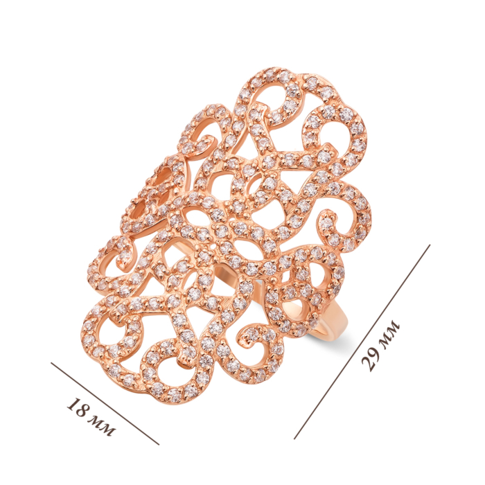 Фалангова золота каблучка з фіанітами. Артикул 12842