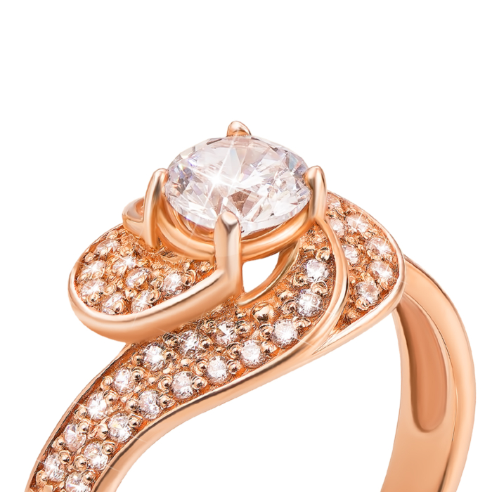 Золота каблучка з фіанітами. Артикул 12850