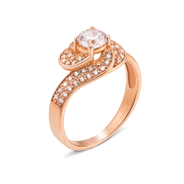 Золота каблучка з фіанітами. Артикул 12850
