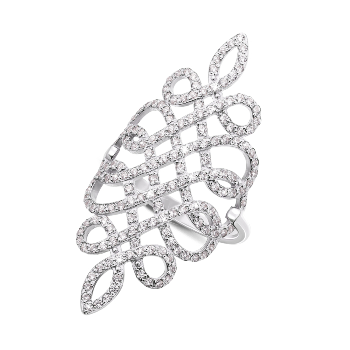 Фалангова золота каблучка з фіанітами. Артикул 12893/б