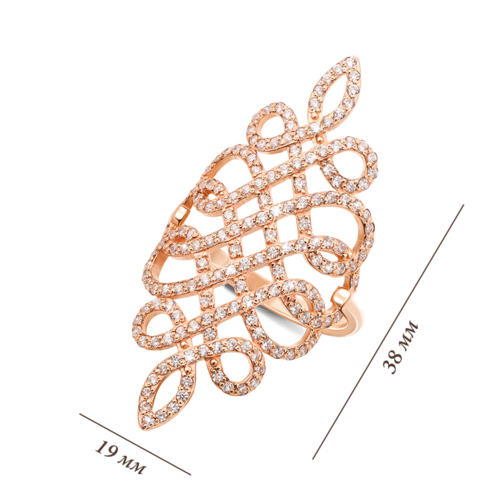 Фаланговое золотое кольцо с фианитами. Артикул 12893