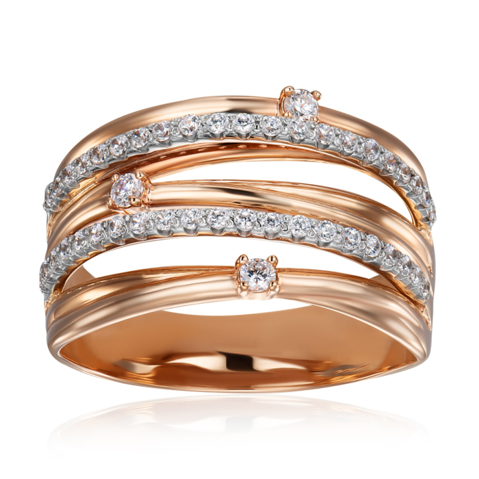 Золотое кольцо с фианитами. Артикул 12922