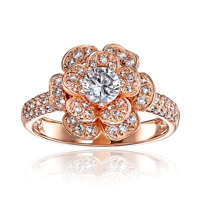 Золота каблучка з фіанітами. Артикул 12935 с