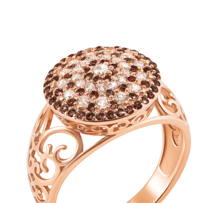 Золотое кольцо с фианитами. Артикул 12943/кор