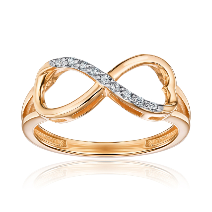 Золотое кольцо «Бесконечность». Артикул 12961