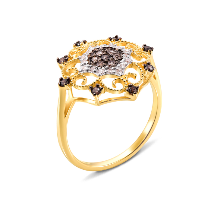 Золотое кольцо с фианитами. Артикул 12967/eu кор