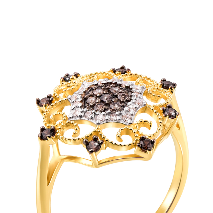 Золотое кольцо с фианитами. Артикул 12967/eu кор