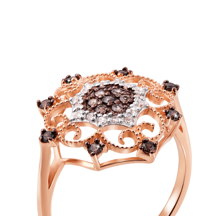 Золота каблучка з фіанітами. Артикул 12967цв сп