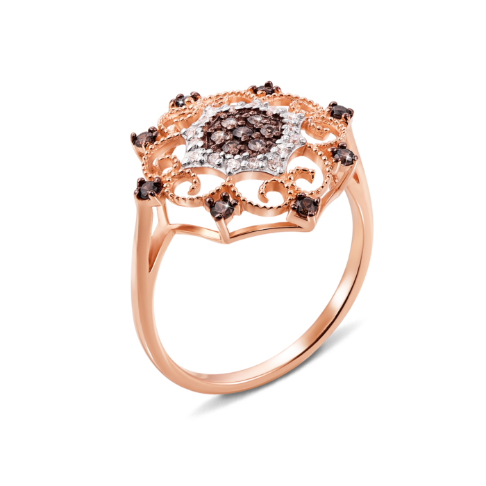 Золота каблучка з фіанітами. Артикул 12967цв сп