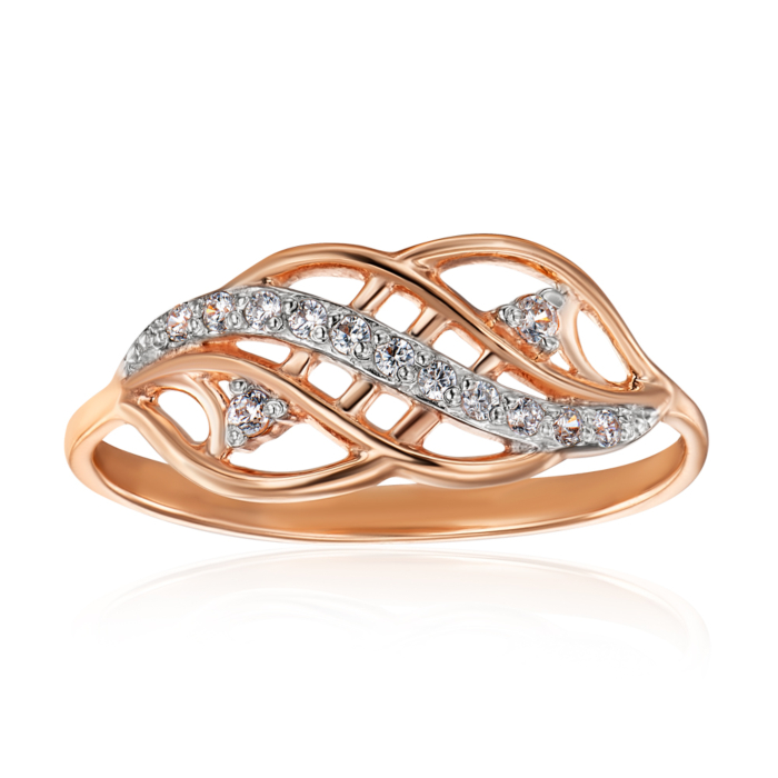 Золота каблучка з фіанітами. Артикул 12971/08/1/36