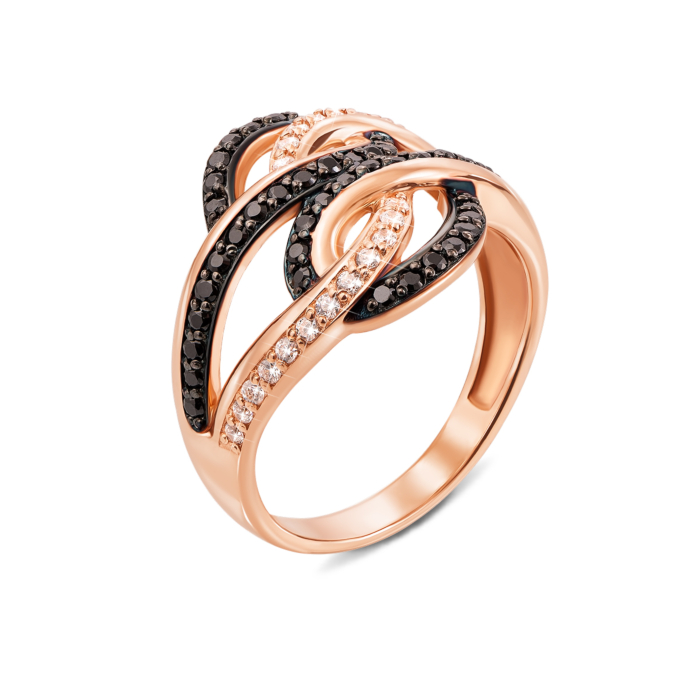 Золота каблучка з фіанітами. Артикул 12983/ч