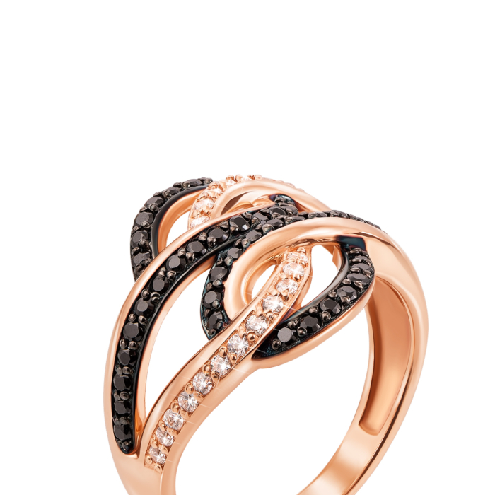 Золота каблучка з фіанітами. Артикул 12983/ч