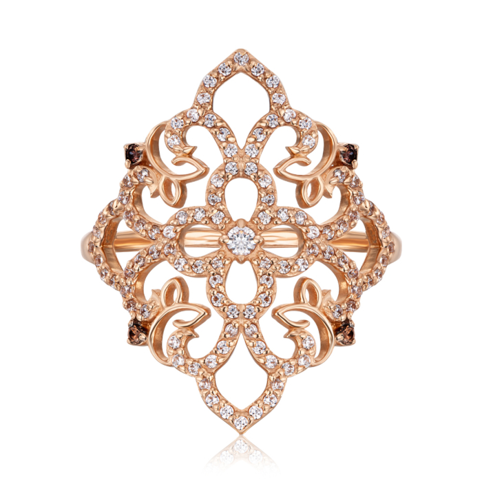 Фаланговое золотое кольцо с фианитами. Артикул 13008/01/1/545 (13008 п)