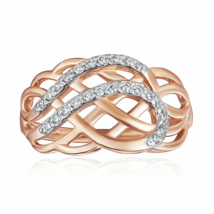 Золота каблучка з фіанітами. Артикул 13023 с