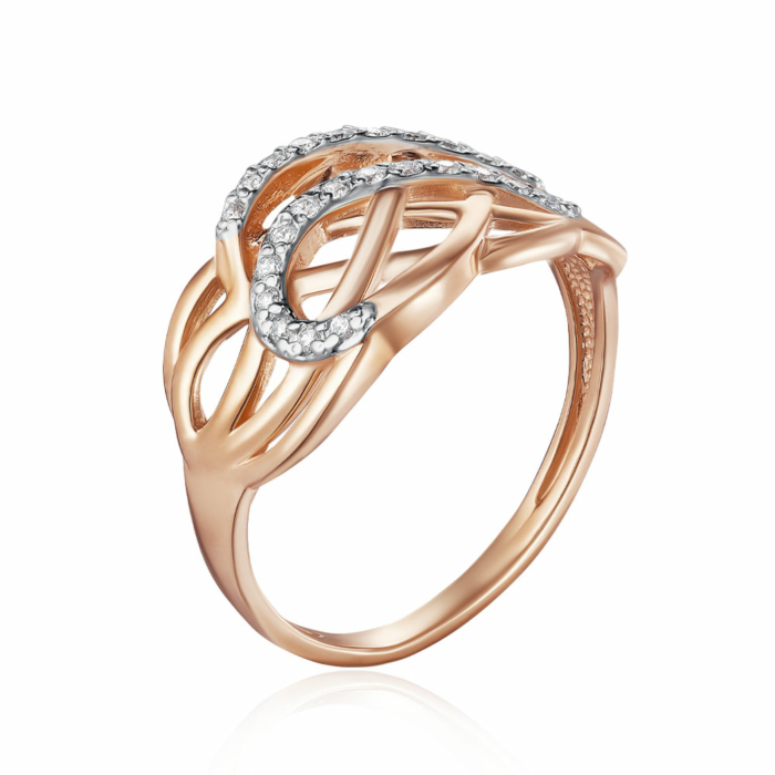 Золота каблучка з фіанітами. Артикул 13023 с