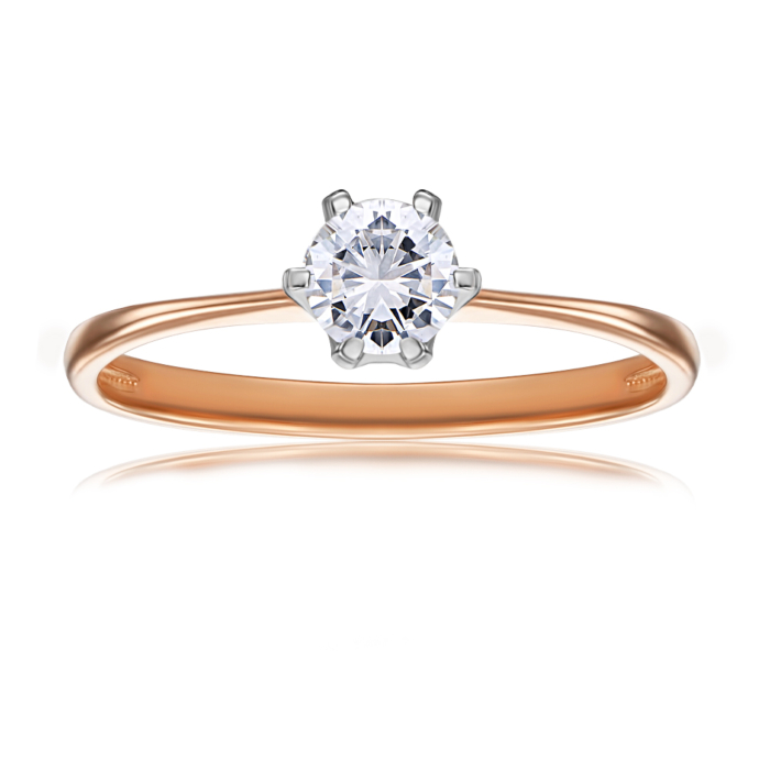 Золотое кольцо с фианитом. Артикул 13046/08/0/22