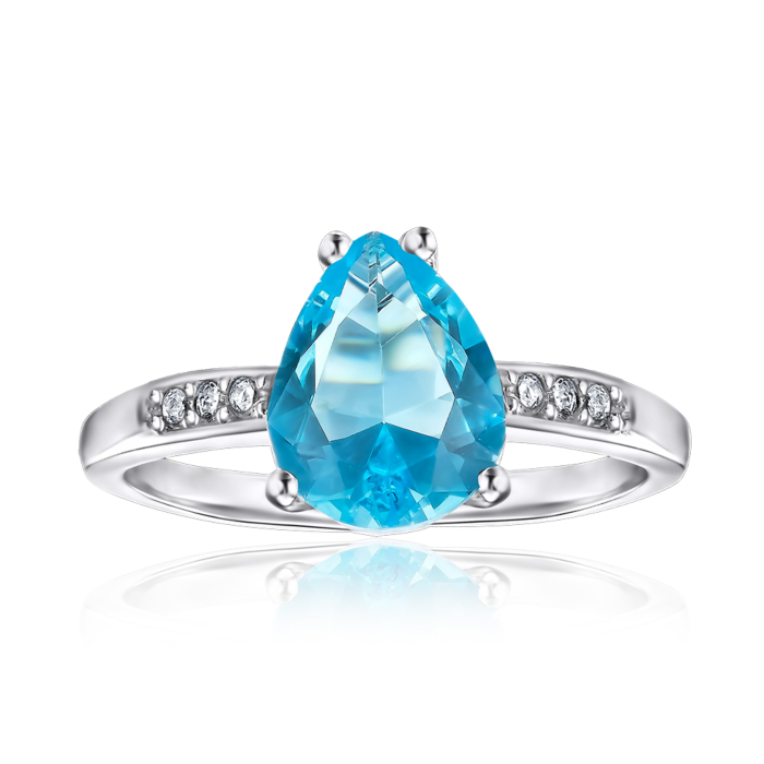 Срібна каблучка з кварцем та фіанітами. Артикул 1304/1р-QSWB