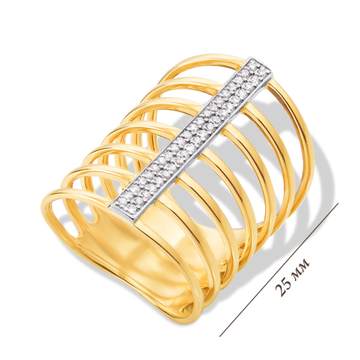 Фаланговое золотое кольцо с фианитами. Артикул 13072/eu