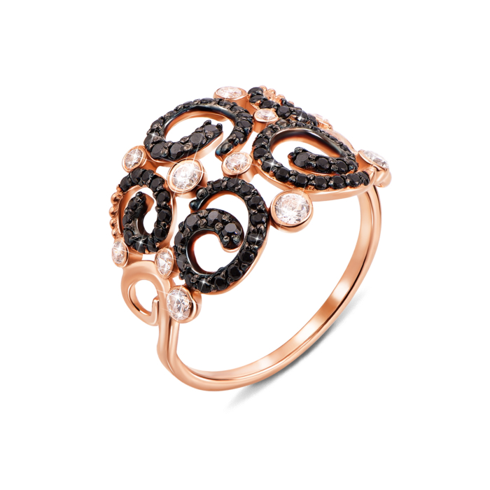 Золота каблучка з фіанітами. Артикул 13077/ч