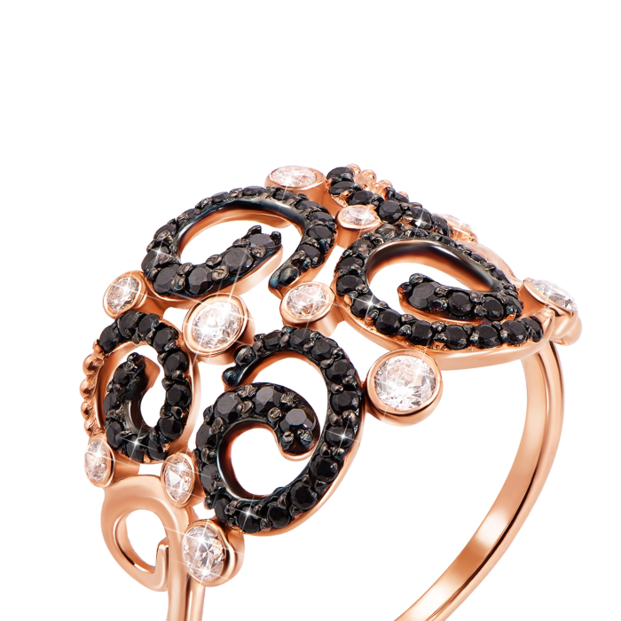 Золота каблучка з фіанітами. Артикул 13077/ч